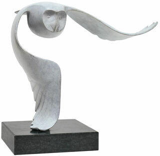 Sculpture "Sneeuwuil - Harfang des neiges", bronze gris