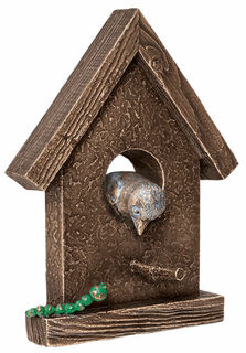 Objet de jardin / sculpture murale "Bird House", bronze