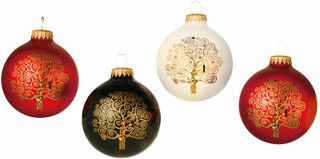 Ensemble de 4 boules de Noël "Arbre de vie", verre