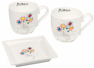 Service de porcelaine 3 pièces "Mains avec bouquet de fleurs"