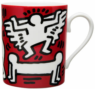 Tasse "Blanc sur rouge", porcelaine