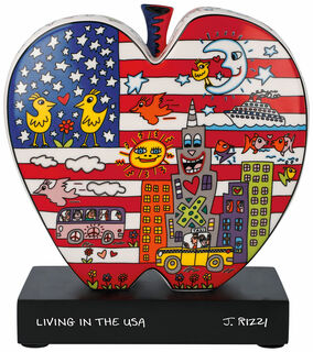 Objet en porcelaine "Living in the USA" (Vivre aux Etats-Unis) von James Rizzi